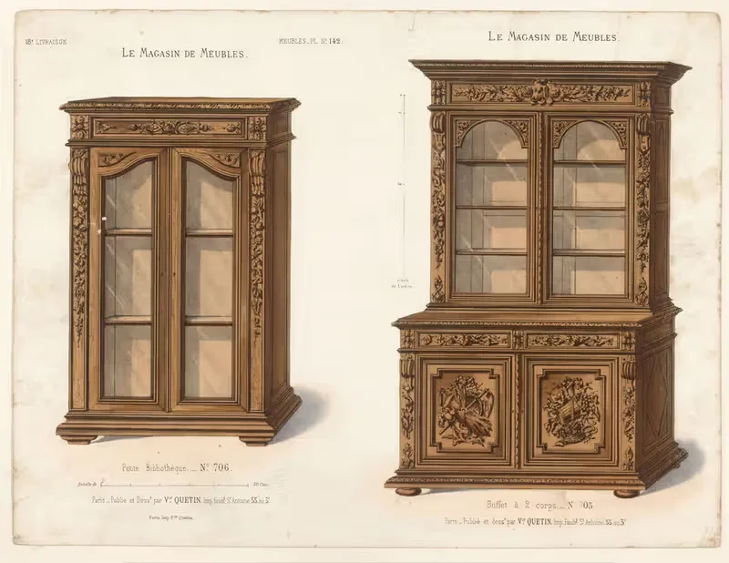 Маленькая библиотека; Буфет на 2 корпуса by Виктор Леон Мишель Кетен, 1832 - 1904 — digital art print download