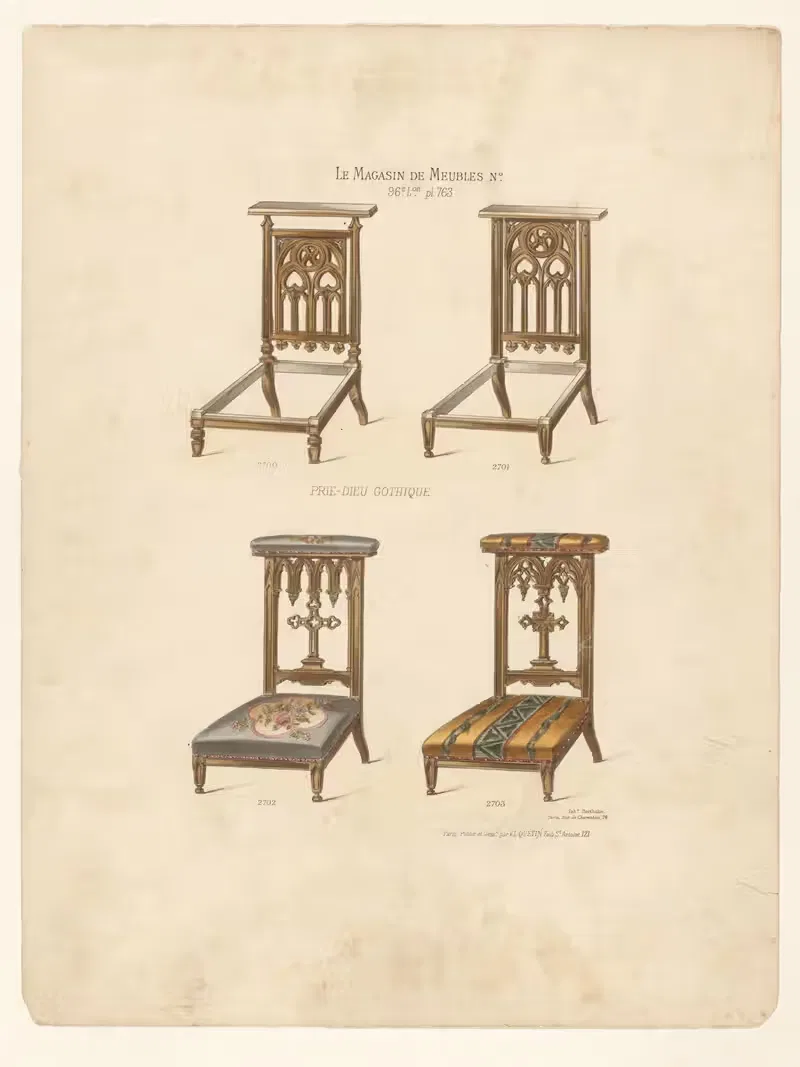 Prie-dieu gothique by Victor Léon Michel Quétin, 1832 - 1904 — digital art print download