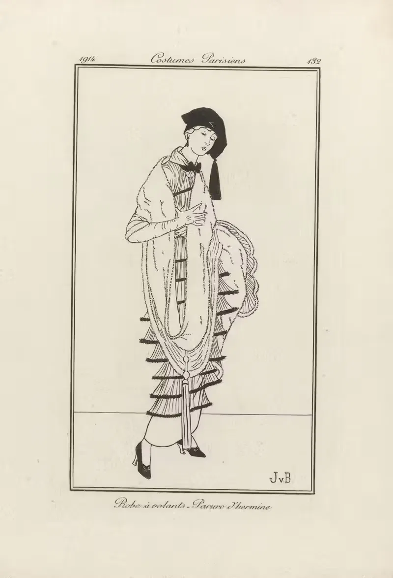 Платье с воланами – Украшение из горностая by Виктор Люэр, 1914 — digital art print download