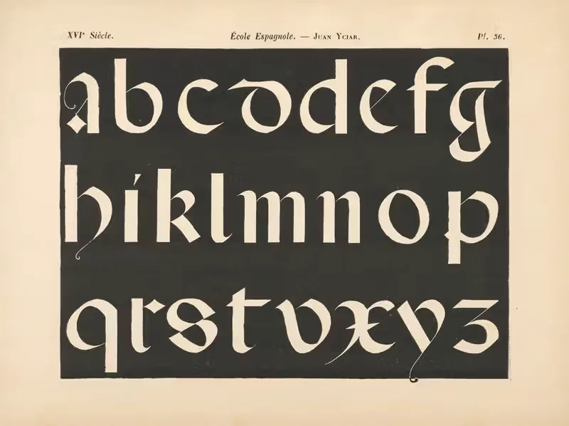 École Espagnole – Juan Yciar - Alphabet (mineur) — Alfred Prunaire