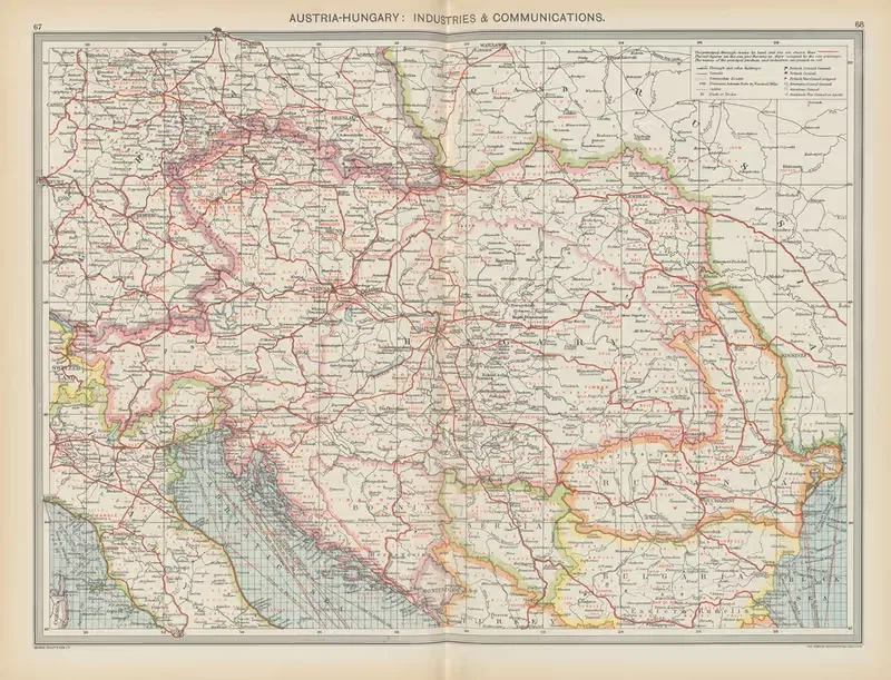Австро-Венгрия — Промышленность и коммуникации by Амальгамейтед Пресс, 1908 — digital art print download