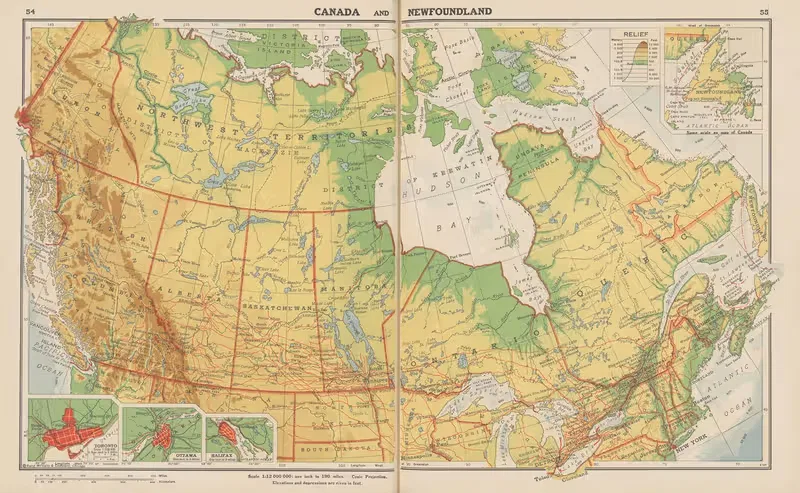 Canada and Newfoundland by John Paul Goode, 1943 — digital art print download