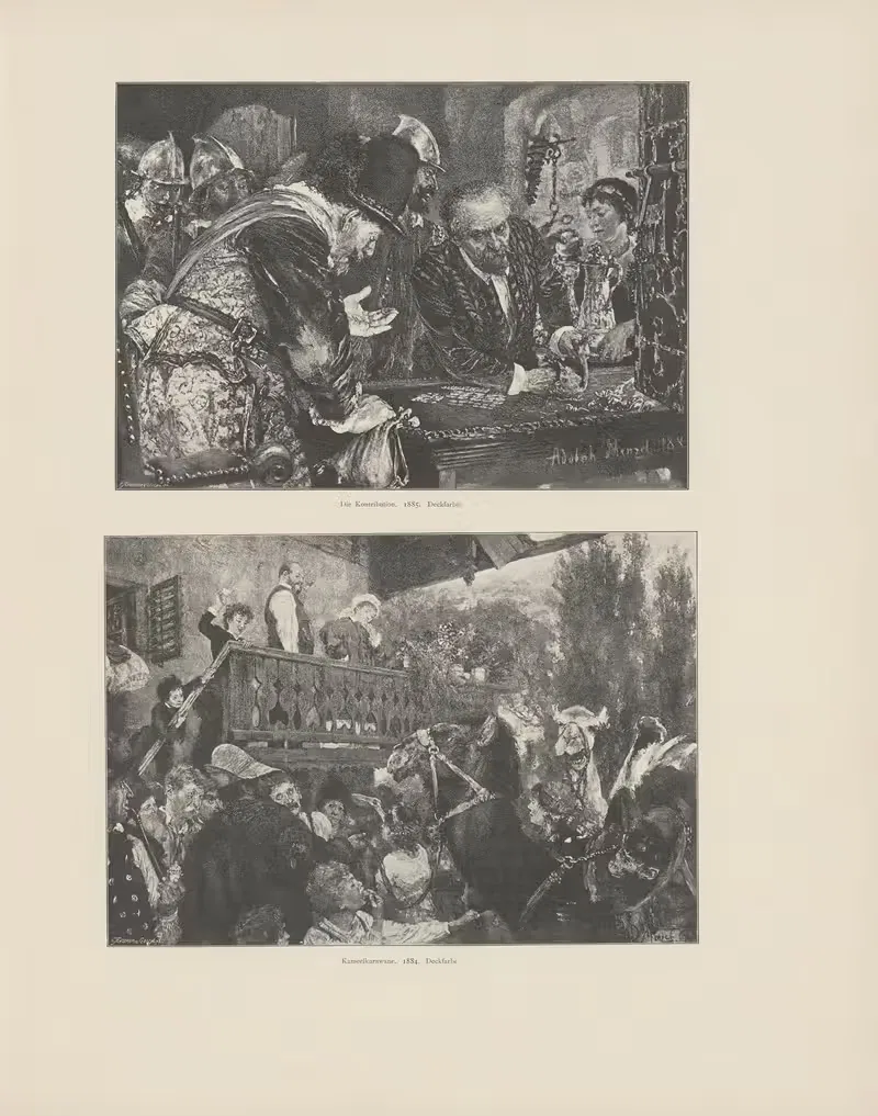 Die Kontribution, 1885; Kameelkarawane — Adolph von Menzel