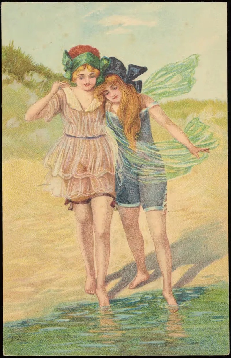 Две девушки на песчаных дюнах by Аноним — digital art print download