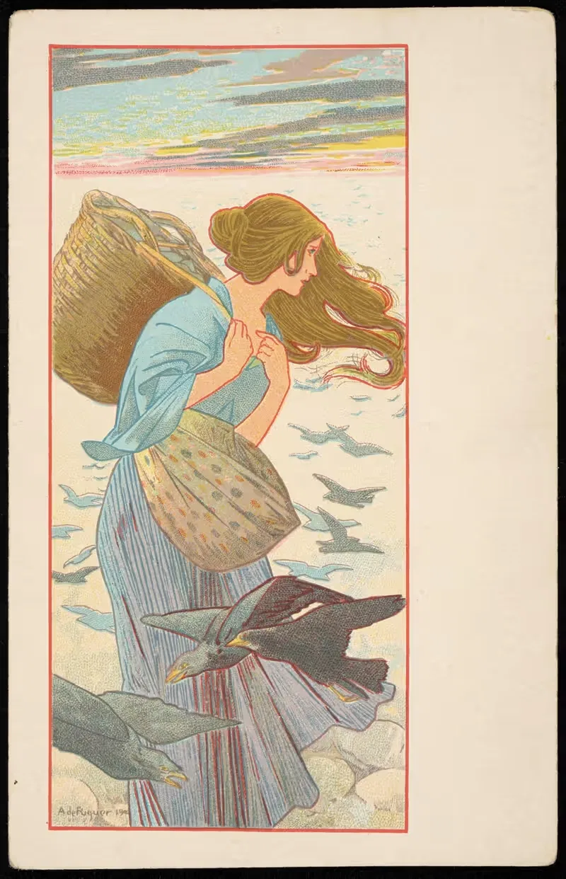 Woman with a basket on her back — Anonymous
