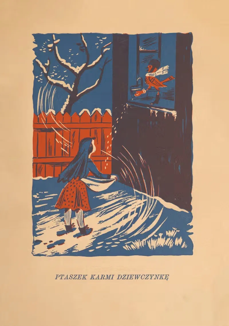 Птичка кормит девочку by Антони Кудла, 1940 — digital art print download
