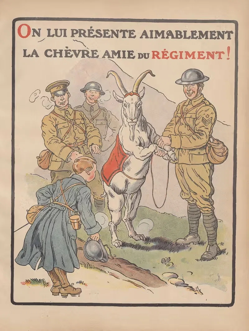 Мы любезно представляем ему козу, друга полка! by Анри Ланос, 1917 — digital art print download