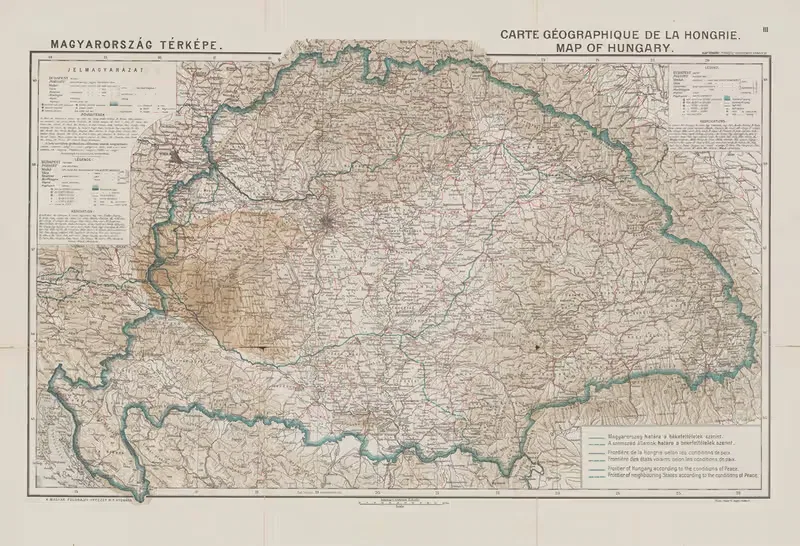 Карта Венгрии by Венгерский географический институт, 1920 — digital art print download