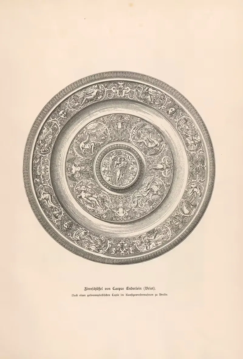 Zinnschüssel von Kaspar Enderlein (Briot) — Jakob von Falke