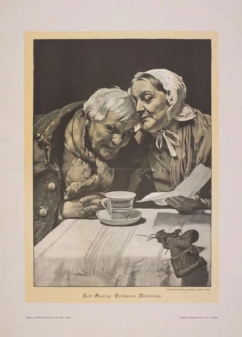 An elderly couple at the table by Karl Gussow — digital art print download