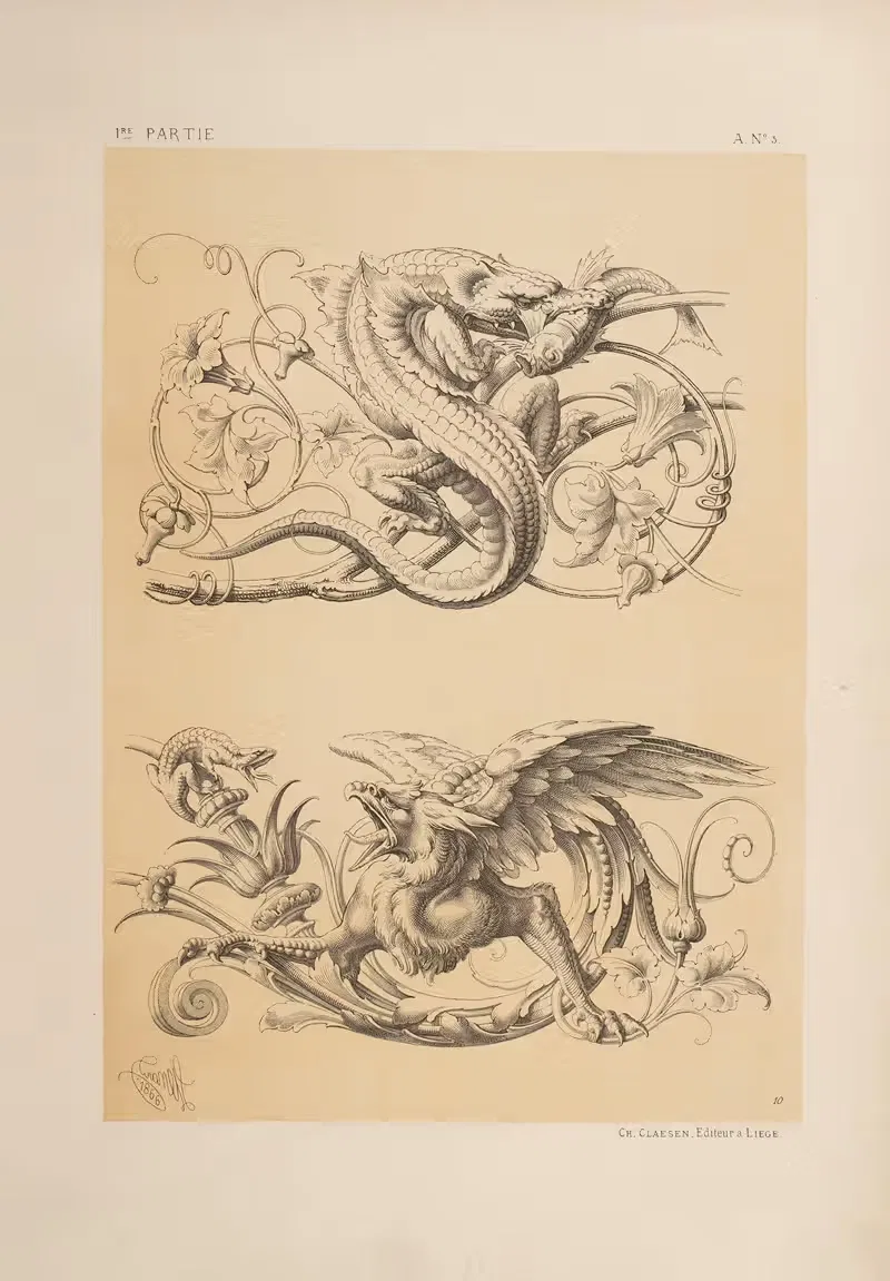Морская химера. — Грифон by Мишель Льенар, 1866 — digital art print download
