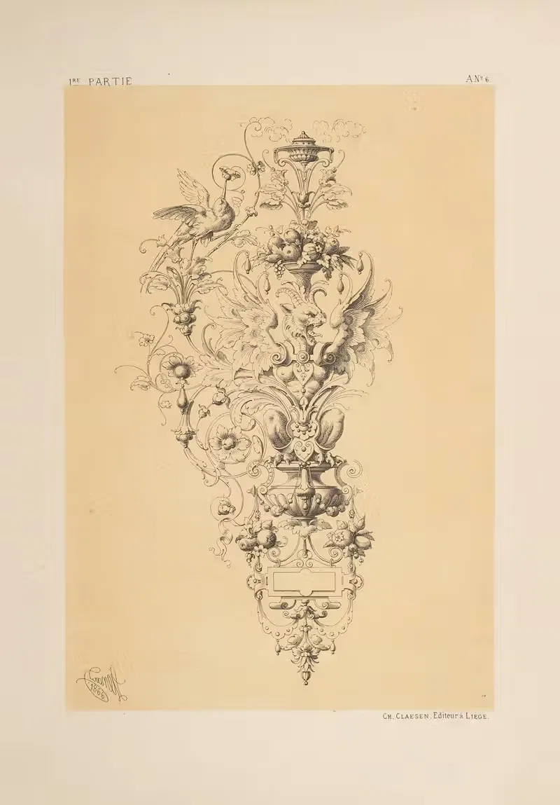 Мотив для чеканки, эмали и драгоценностей by Мишель Льенар, 1866 — digital art print download