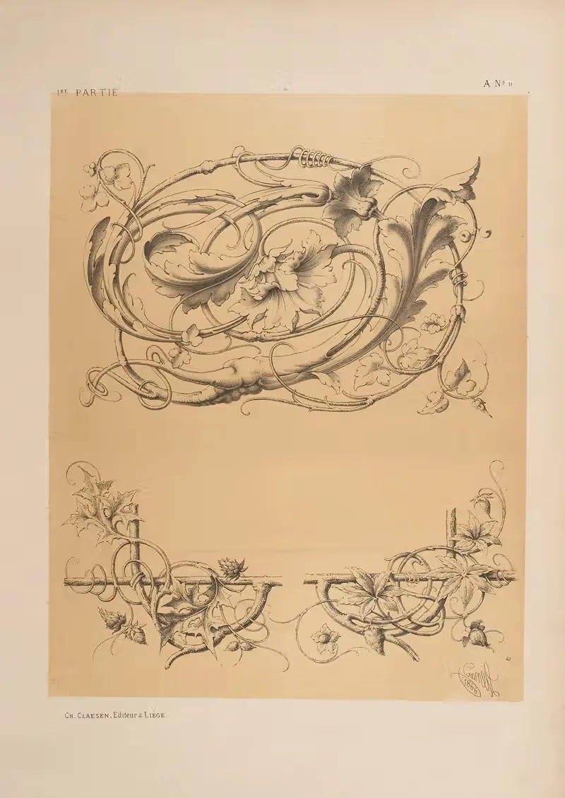 Флероны; немецкий стиль by Мишель Льенар, 1866 — digital art print download