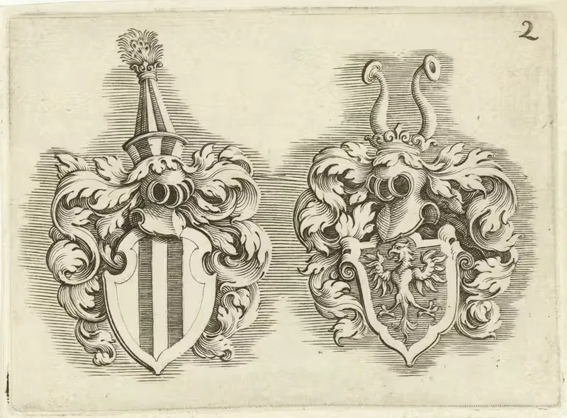 Twee wapenschilden by Michiel Le Blon, 1611-1625 — digital art print download