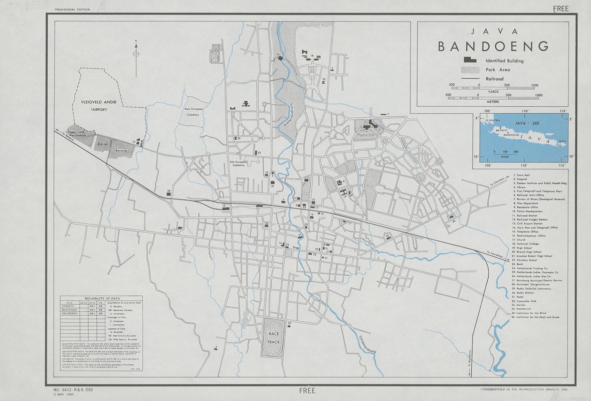 Java – Bandoeng by Office of Strategic Services, 1945 — digital art print download