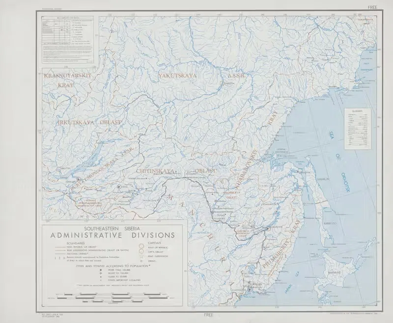 Southeastern Siberia – administrative divisions by Office of Strategic Services, 1944 — digital art print download