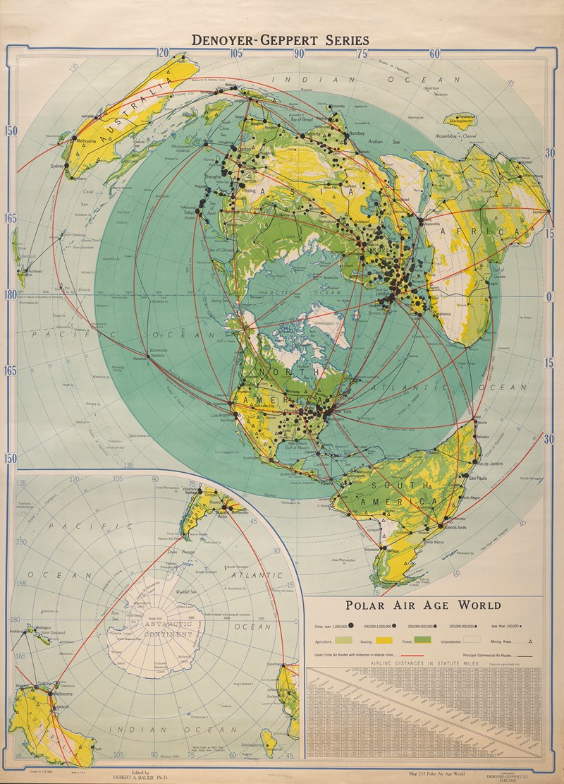 Polar Air Age World by R. Baxter Blair, 1944 — digital art print download