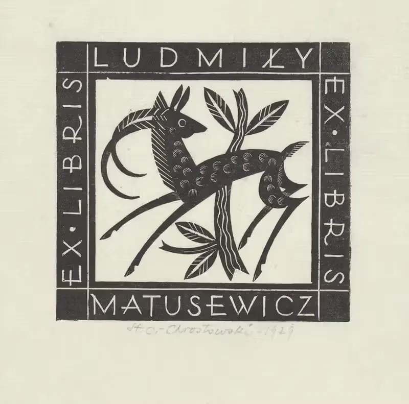 Экслибрис Людмилы Матусевич by Станислав Остоja-Хростовский, 1928 — digital art print download
