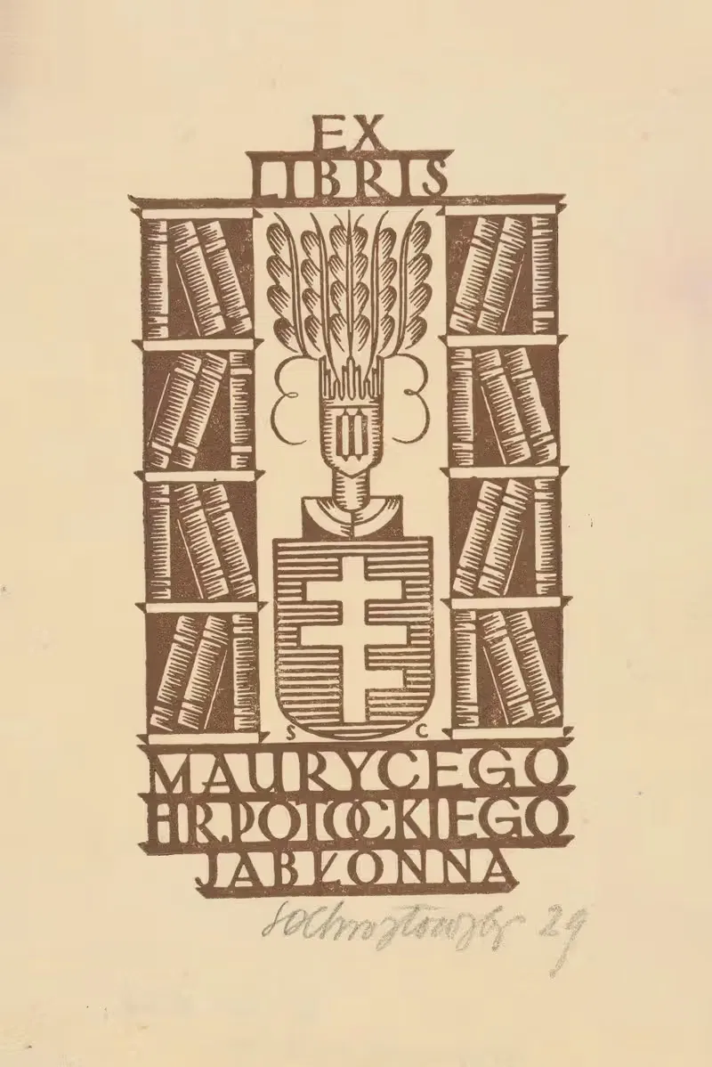 Ex libris Maurycego hr. Potockiego Jabłonna. — Stanisław Ostoja-Chrostowski
