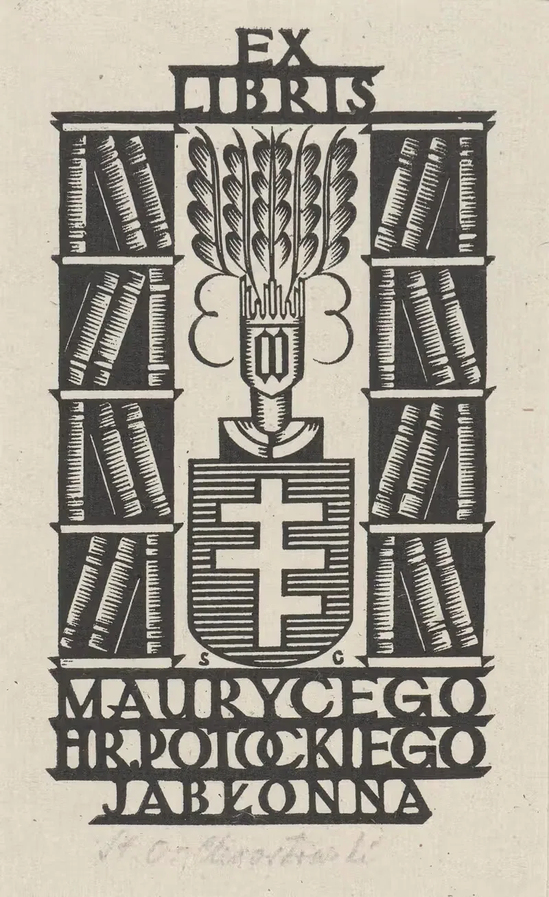Ex libris Maurycego hr. Potockiego Jabłonna — Stanisław Ostoja-Chrostowski