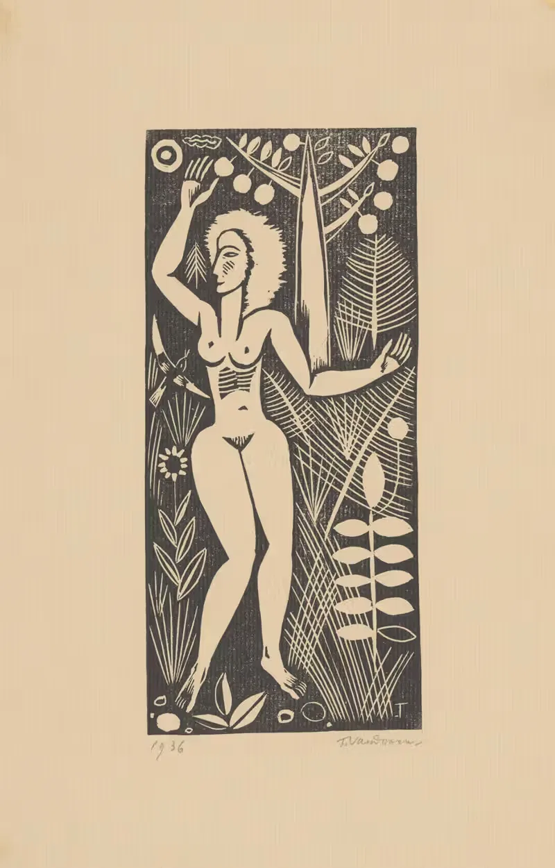 Женщина в пейзаже by Тинус ван Дорн, 1936 — digital art print download