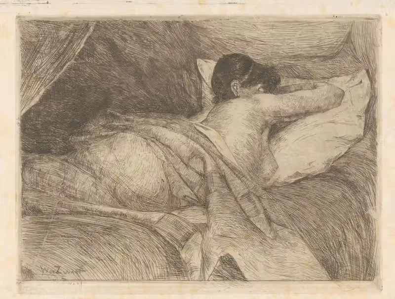 Slapende vrouw. Спящая женщина by Виллем де Зварт, 1884-1885 — digital art print download