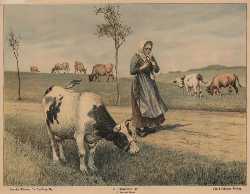Køer på græs by Poul Steffensen, 1910 — digital art print download