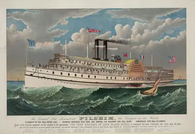 The grand new steamboat Pilgrim by Charles Richard Parsons, 1883 — digital art print download