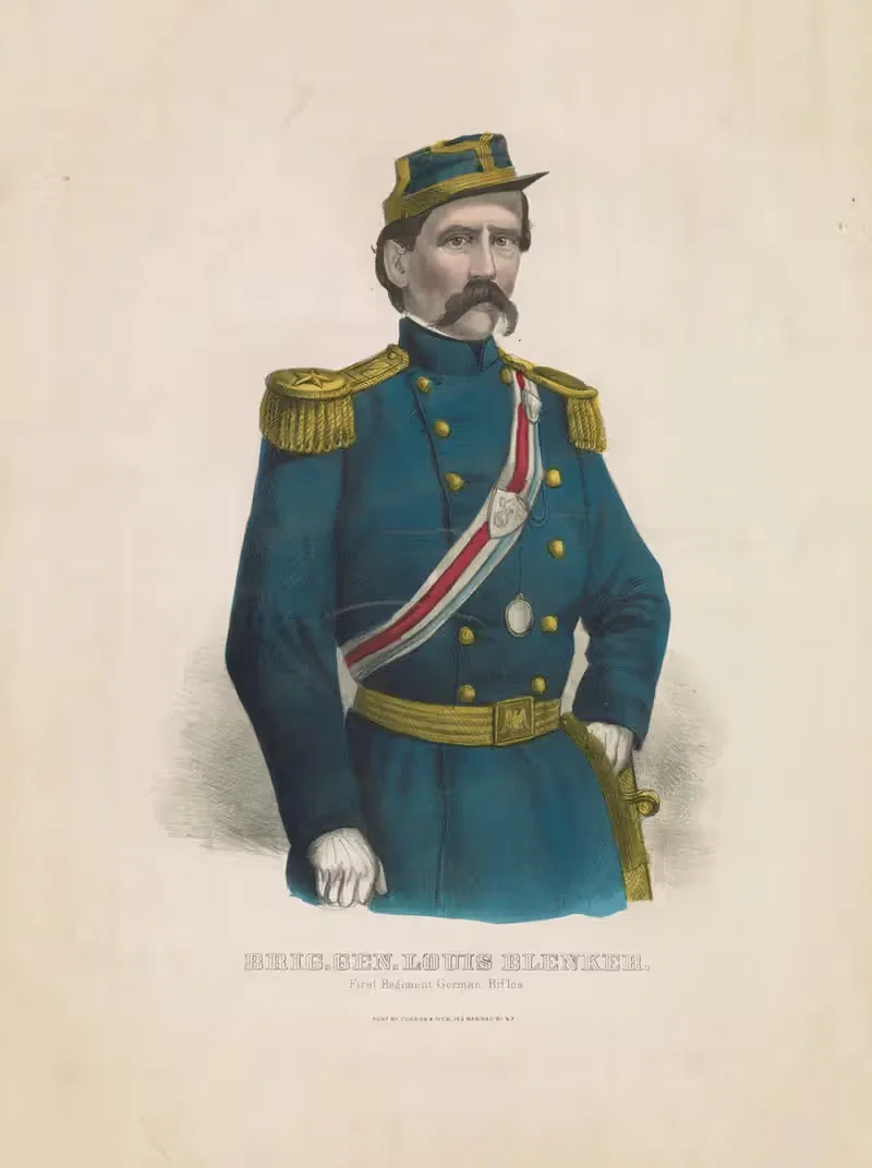 Brigadier General Louis Blenker, First Regiment German rifles — Currier & Ives.