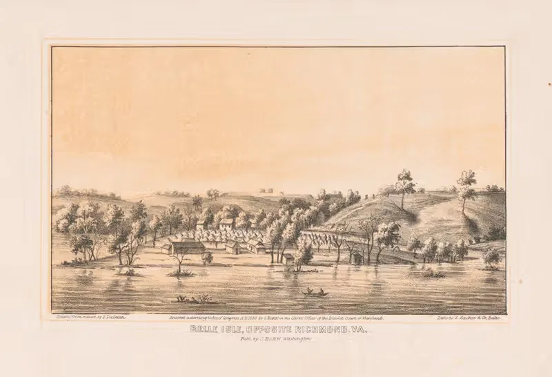 Белл-Айль, напротив Ричмонда, Вирджиния by Е. Захсе и Ко, 1866 — digital art print download