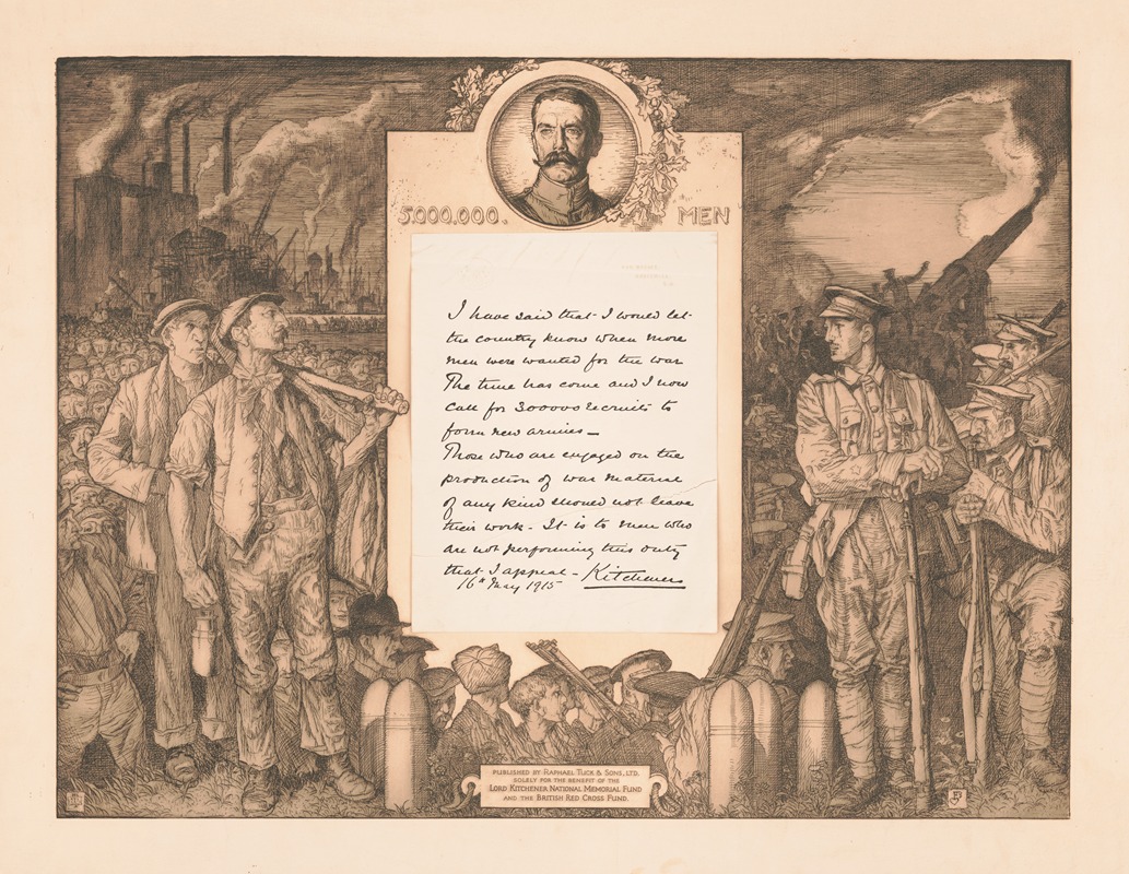 5,000,000 men by Frank Brangwyn, 1916 — digital art print download