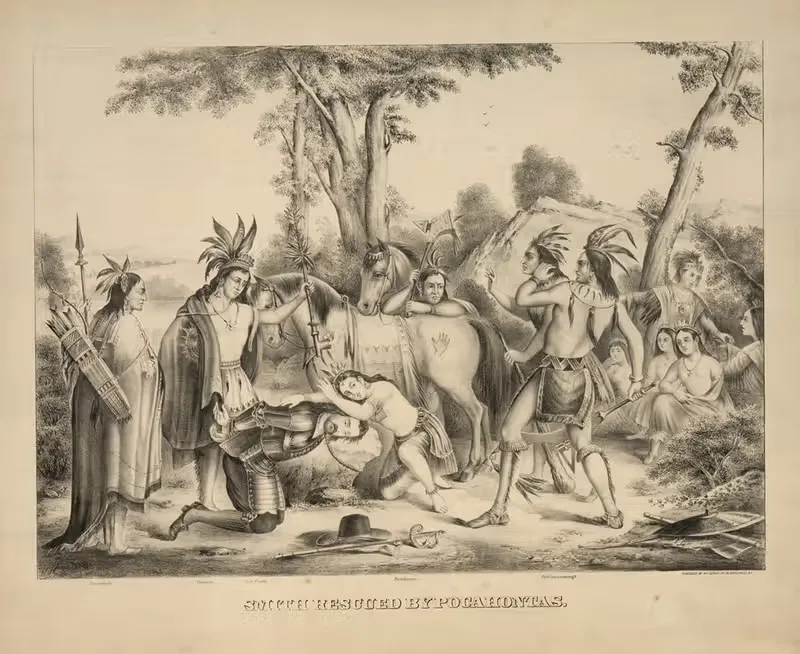 Смит, спасенный Покахонтас by Генри Шиле, 1870-1875 — digital art print download