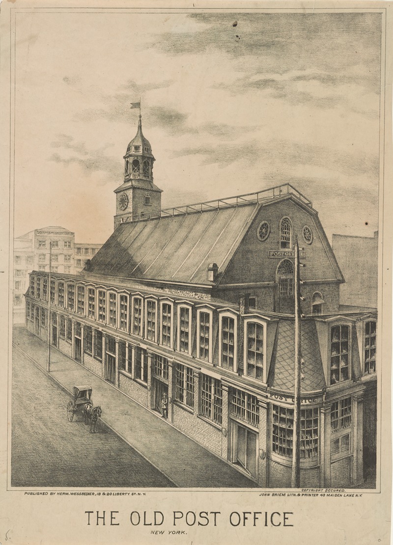 The old post office New York by John Briem, 1877 — digital art print download