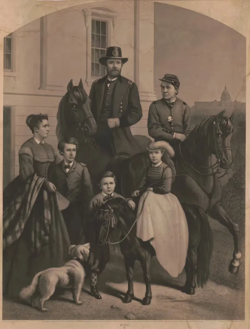 Генерал Грант и его семья by Джон Сартейн, 1868 — digital art print download