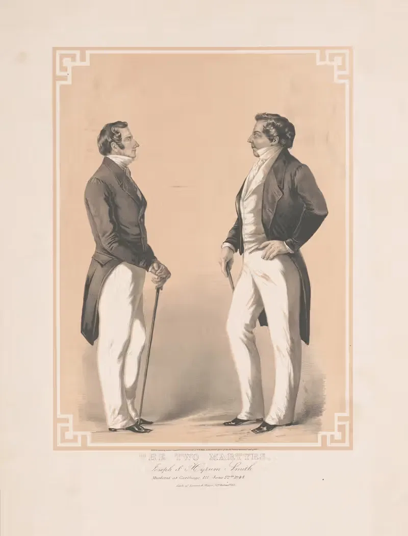 Два мученика, Иосиф и Хайрум Смит by Сарони, Мэйор и Кнапп Лит., 1847 — digital art print download