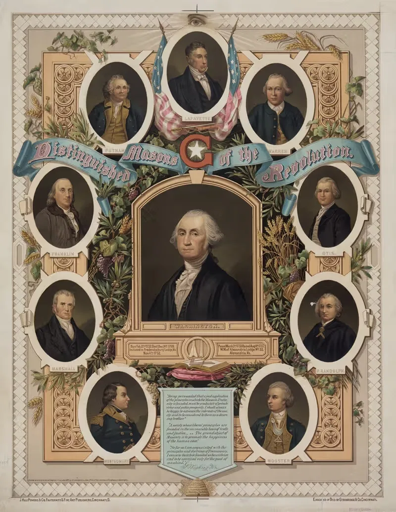 Distinguished masons of the revolution — Strobridge & Co. Lith.
