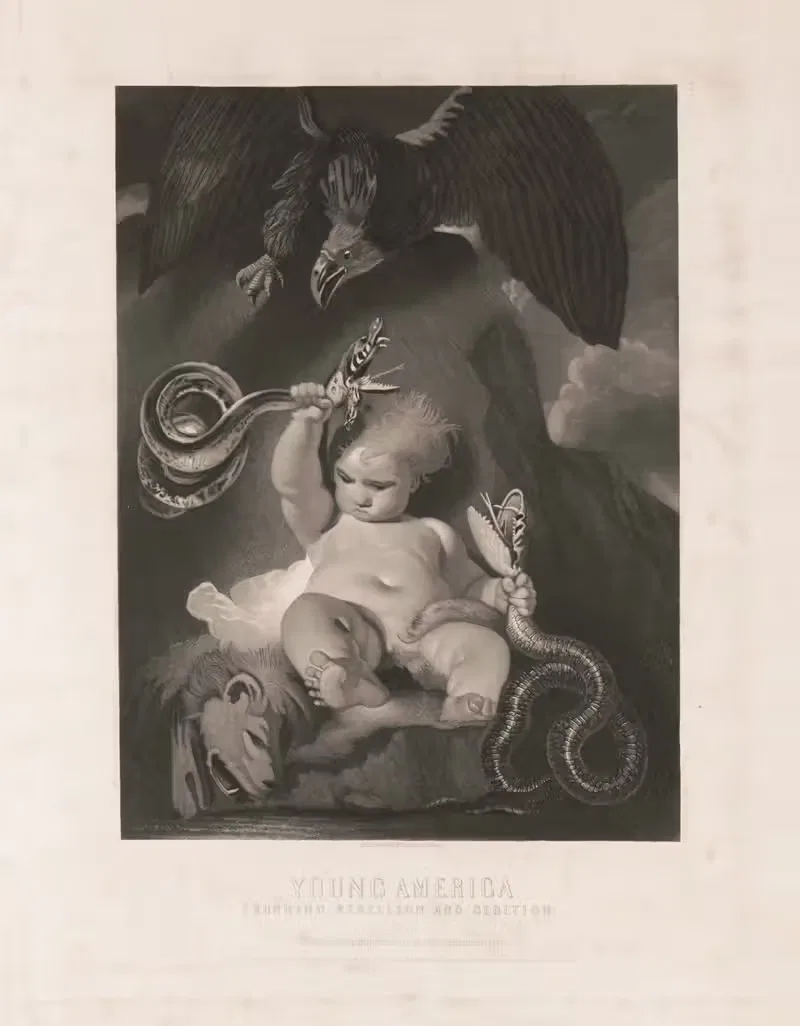 Young American crushing rebellion and sedition — William Sartain