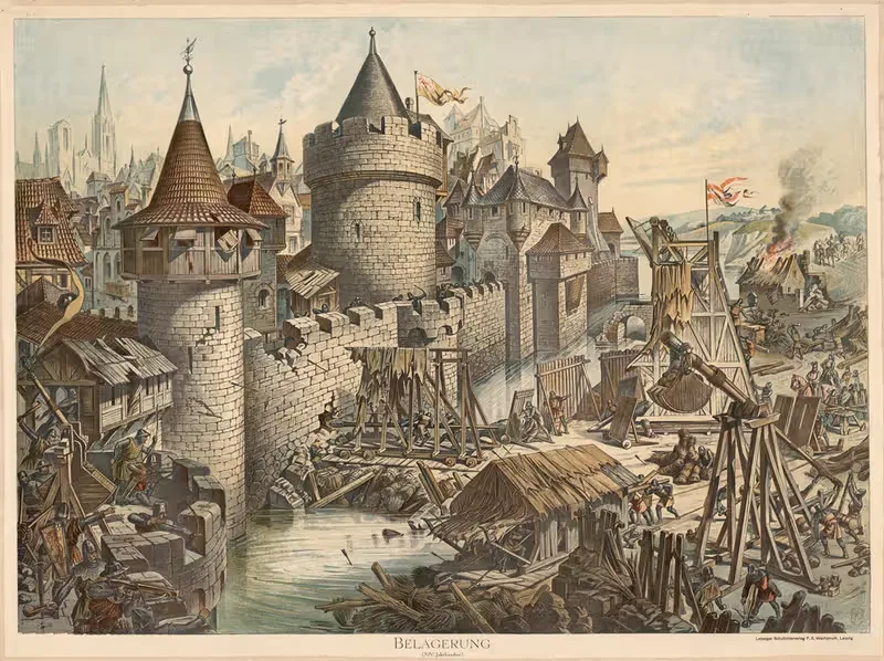 Осада, 14 век by Адольф Леман, 1893 — digital art print download