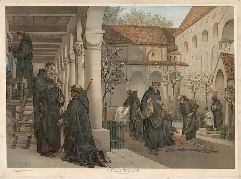 Im Klosterhofe. (X. Jahrhundert) — Adolf Lehmann