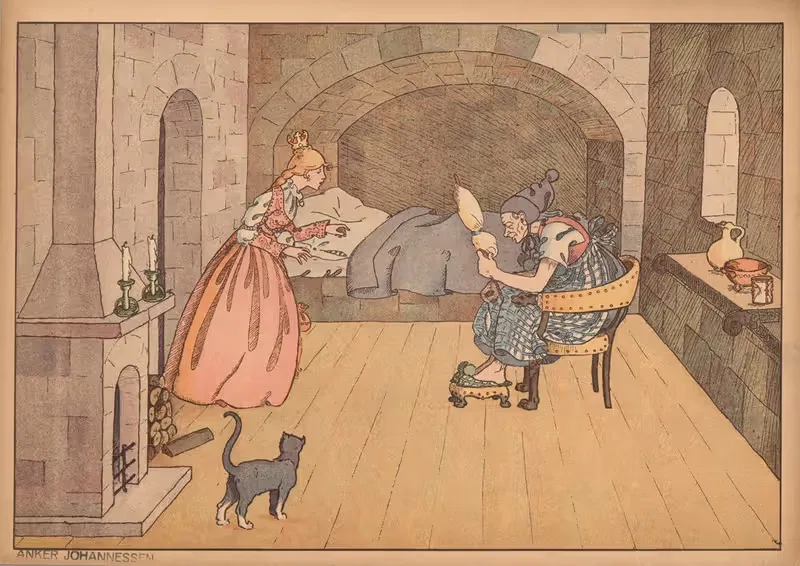 Спящая красавица – Прялка by Анкер Иоганнесенс Форлаг, 1945 — digital art print download