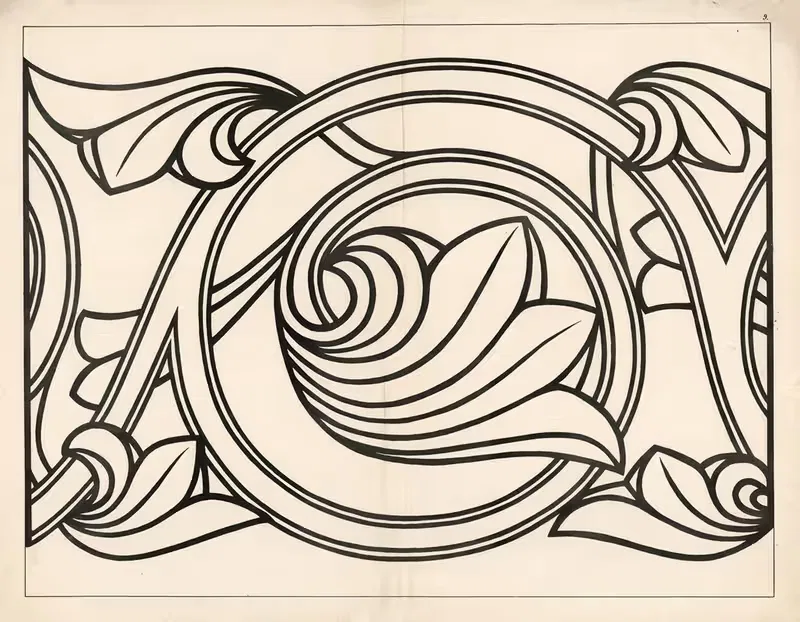 Curved leaf motif by Anonymous, 1900 — digital art print download