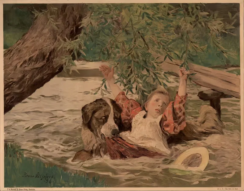 Ребёнок и собака by Бруно Лильефорс, 1897 — digital art print download