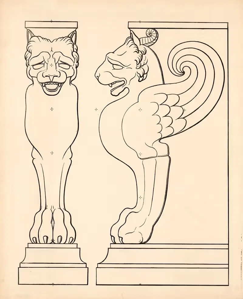 Capital (winged lion) by Carl Ludvig Petersen, 1863 — digital art print download