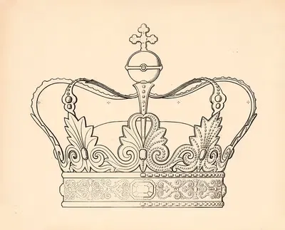 Royal crown by Carl Ludvig Petersen, 1863 — digital art print download