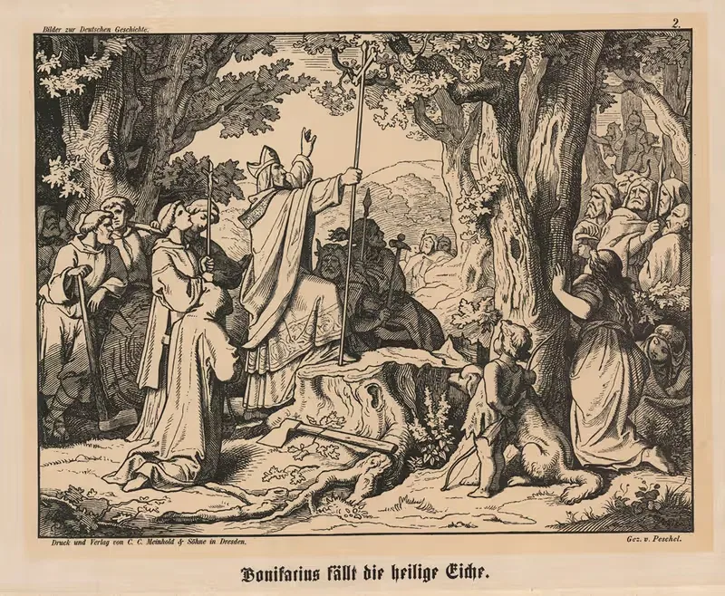 Bonifacius fällt die heilige Eiche by Carl Gottlieb Peschel — digital art print download
