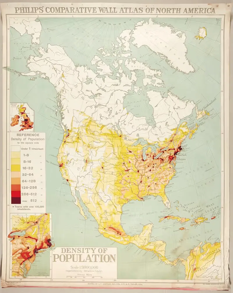 North America – Density of Population — George Philip & Son