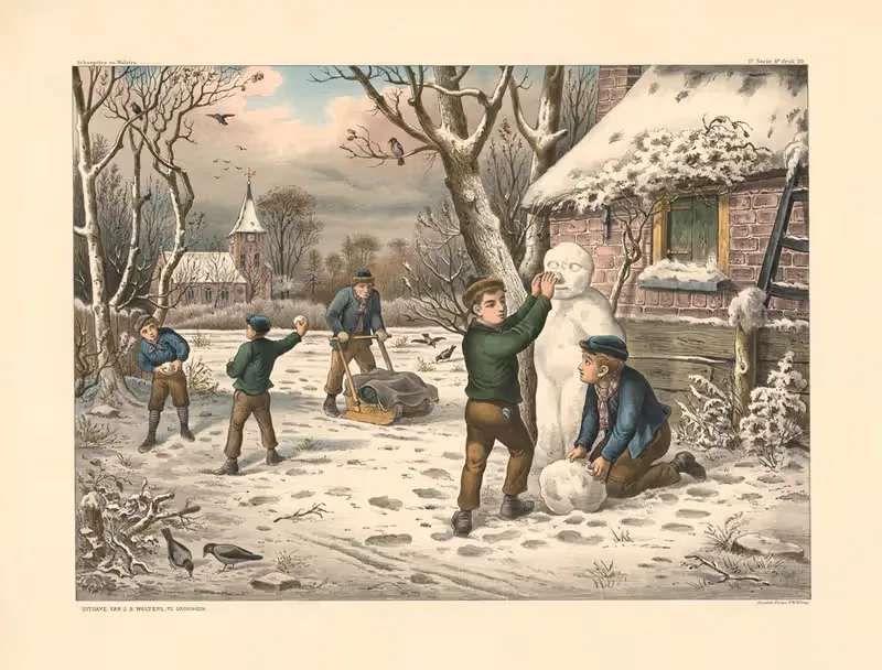 Мальчики играют в снегу by Х. Шипстра и В. Вальстра, 1910 — digital art print download