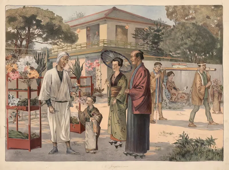 Японская семья. by Ханз Козел, 1900 — digital art print download