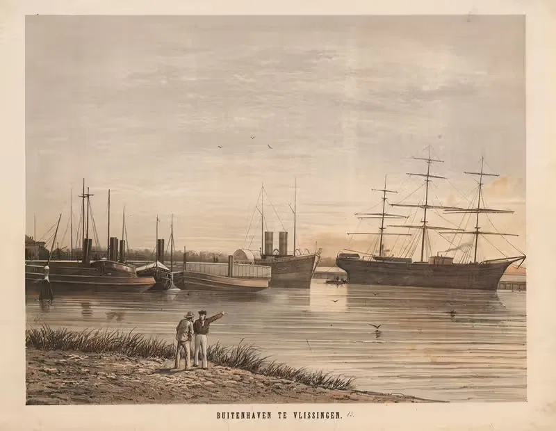 Внутренний порт в Флиссингене by Хендрик Ян ван Луммель, 1864 — digital art print download