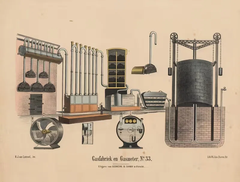 Газфариек и газометр by Хендрик Ян ван Луммель, 1841 — digital art print download